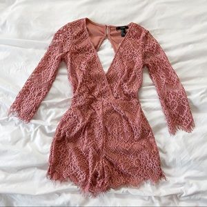 Forever 21 lace romper with deep V cut